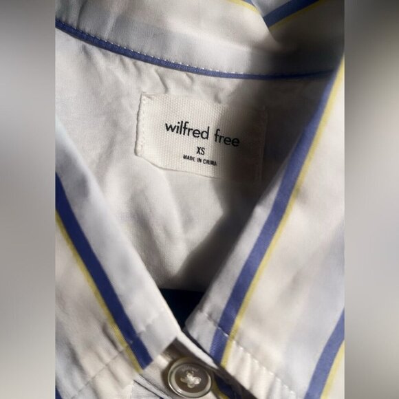 Wilfred Free oversized relaxed cotton blue yellow buttn down long sleeve shrt XS - Picture 4 of 5